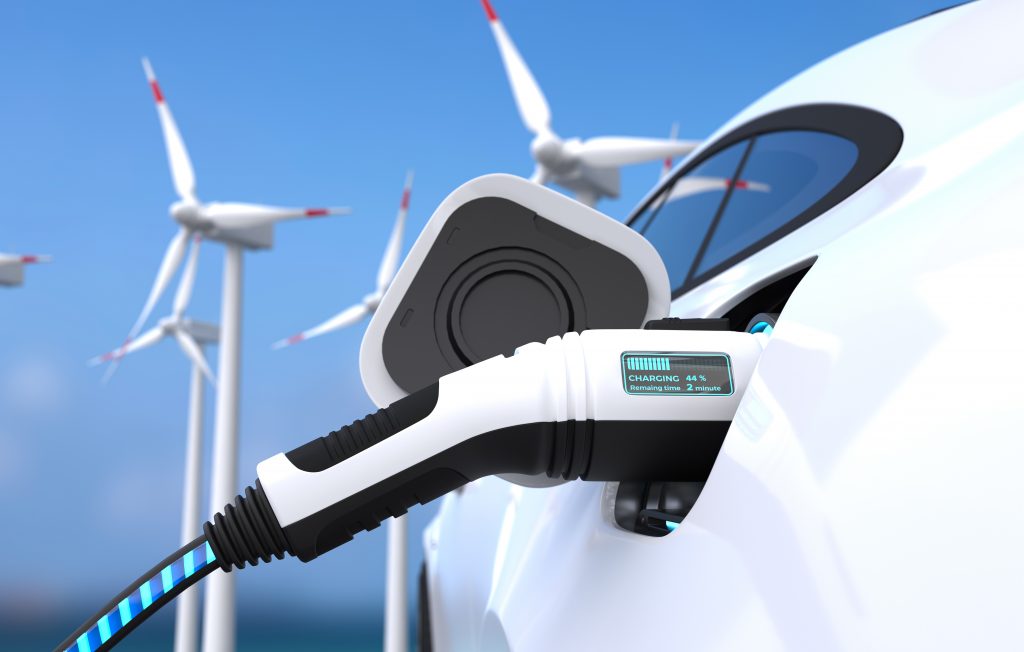 充电桩缩略图 Electric car power charging, Charging technology, Clean energy filling technology. 3D illustration